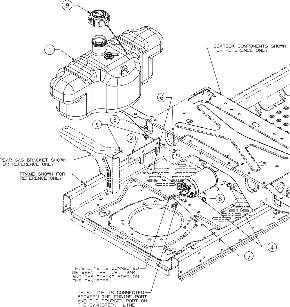 Fuel Tank Diagram and Parts List for RZT-L42KH (17ARCACS210)(2017) Cub Cadet Lawn Tractor